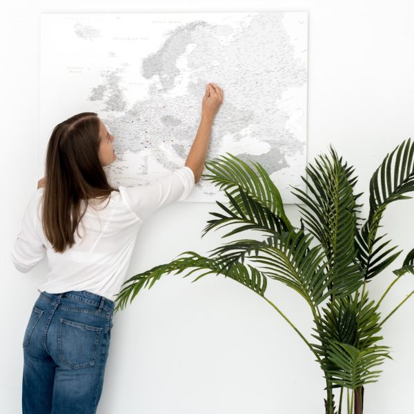 europe map wall art pin board grey white 5eu