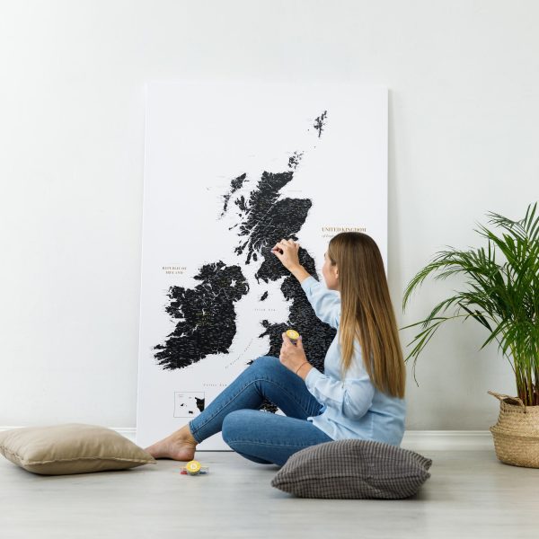 gift for daughter push pin uk ireland map black and white 2uk