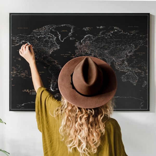 personalized push pin travel map midnight black 28P