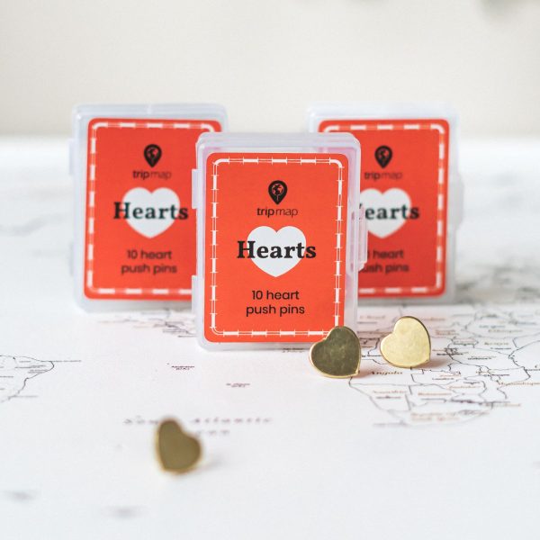 tripmap decorative push pins tacks gold heart